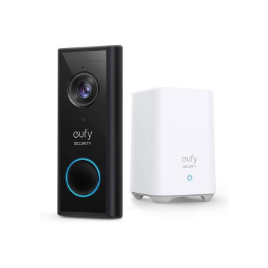 Anker, eufy Black Video Doorbell 2K (Battery-Powered) + Home base 2 (EU + UK Plug) E82101W4