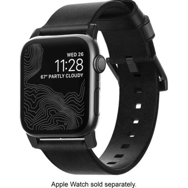 FIXED Berkeley leather strap for Apple Watch 42 mm and 44 mm with black buckle, charcoal black FIXBERW-BLBL