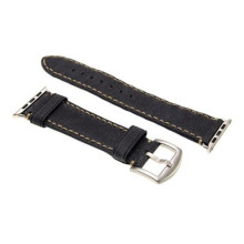 FIXED Berkeley leather strap for Apple Watch 42 mm and 44 mm with silver buckle, black FIXBER-BLSL