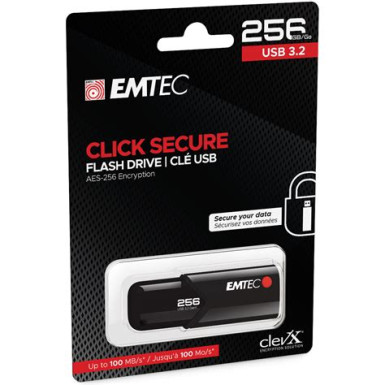 EMTEC Pendrive, 128GB, USB 3.2, titkosított, EMTEC "B120 Click Secure" ECMMD128GB123