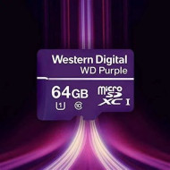 Western Digital WD Purple 64GB micro SD kártya; microSDXC; Class 10 UHS-I; 24/7; 100MB/s-60MB/s WDD064G1P0C