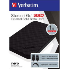VERBATIM SSD (külső memória), 1TB, USB 3.2, VERBATIM "Storen Go", fekete 53230
