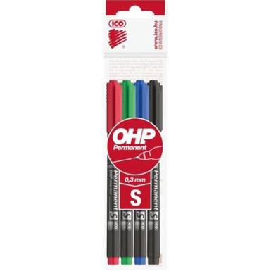 ICO OHP S 4db-os vegyes sz&iacute;nű 0,3mm permanent marker 9070038000