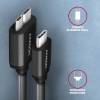 Axagon BUMM3-CM10AB micro USB 3.2 Gen 1 B - USB C 1 m fekete k&aacute;bel BUMM3-CM10AB
