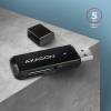 Axagon CRE-S2N Superspeed USB 3.2 Gen 1 Type-A, slim SD/microSD k&aacute;rtyaolvas&oacute; CRE-S2N