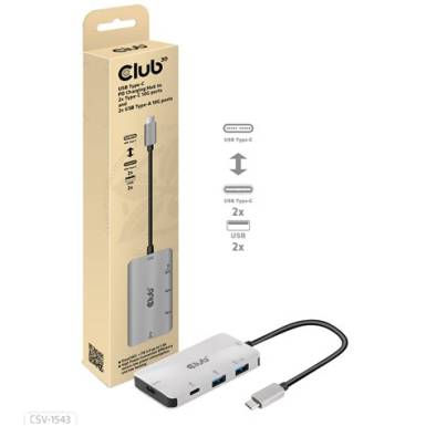 ADA Club3D USB Gen2 Type-C PD Charging Hub to 2x Type-C 10G ports and 2x USB Type-A 10G ports CSV-1543