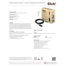 Club3D USB Gen2 Type-C to Type-A Cable 10Gbps M/F 5m/16.4ft CAC-1536