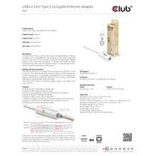 Club3D USB3.2 Gen1 Type-C to Gigabit Ethernet Adapter M/F CAC-1519