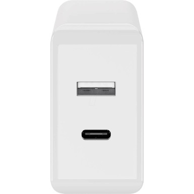 Goobay 1xUSB C + 1xUSB2.0 USB Wall Quick Charge White 44961