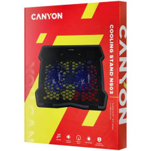 CANYON Cooling stand single fan with 2x2.0 USB hub, support up to 10”-15.6” laptop, ABS plastic and iron,  Fans dimension:125*125*15mm(1pc), DC 5V, fan speed:  800-1000RPM, size:340*265*30mm, 406g CNE-HNS02