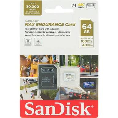 SANDISK microSDXC Max Endurance 64GB C10 U3 V30 SDSQQVR-064G-GN6IA SANDISK microSDXC Max Endurance 64GB C10 U3 V30 SDSQQVR-064G-GN6IA