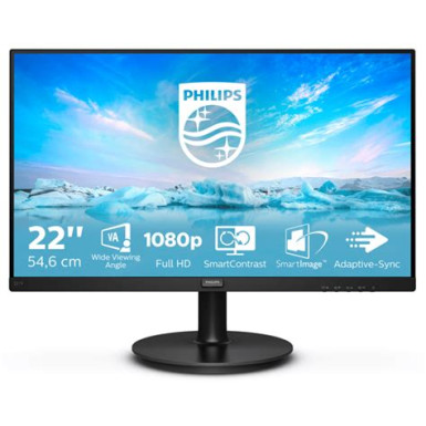 PHILIPS VA monitor 21.5" 221V8, 1920x1080, 16:9, 250cd/m2, 4 ms, 75Hz, VGA/HDMI 221V8/00