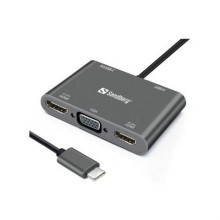 SANDBERG USB-C tartozék, USB-C Dock 2xHDMI+1xVGA+USB+PD 136-35