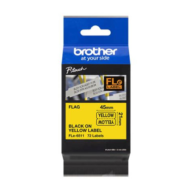 BROTHER FLe-6511 BLCK ON YELL FLAG TAPE for Brother P-touch D800W P900W P950NW FLE6511