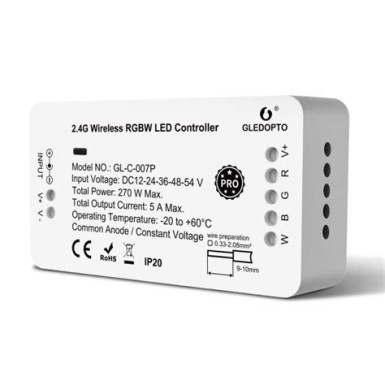 Gledopto Zigbee Pro RGB+CCT LED vezérlés (Zigbee+RF) 12V / 24V / 36V / 48V / 54V DC GLE-REL-C008P