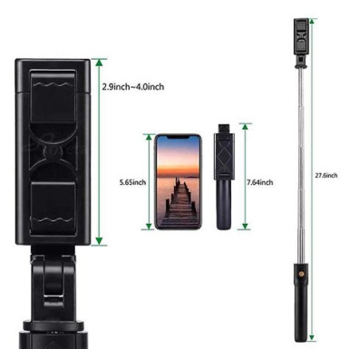 FIXED Selfie stick Snap with tripod  and wireless trigger, 3/4" thread, Fekete FIXSS-SN-BK