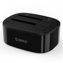 Orico HDD/SSD Dokkoló - 6228US3-C-EU-B/51/ (2x 2,5"/3,5" HDD/SSD - USB-A, Max.: 16TB, Klón, fekete) ADAORICO6228US3CEUBKBP