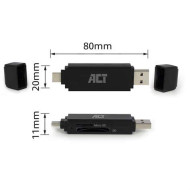 ACT AC6375 USB-C/USB-A Card Reader for SD/MicroSD AC6375