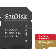 Sandisk 128GB microSDXC Class 10 U3 V30 A2 Extreme + adapterrel 121586