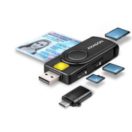 Axagon CRE-SMP2A USB Smart card & SD/microSD/SIM card PocketReader összecsukható okos kártyaolvasó CRE-SMP2A