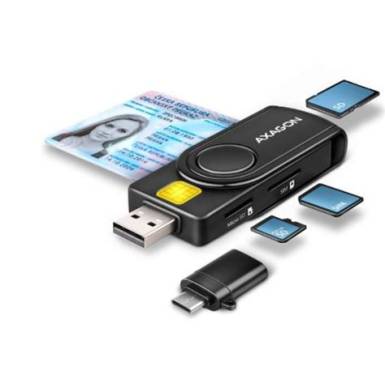 Axagon CRE-SMP2A USB Smart card & SD/microSD/SIM card PocketReader összecsukható okos kártyaolvasó CRE-SMP2A Axagon CRE-SMP2A USB Smart card & SD/microSD/SIM card PocketReader összecsukható okos kártyaolvasó CRE-SMP2A