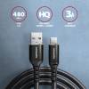 Axagon BUCM-AM15AB 1,5m Type C - USB fekete adat- és töltőkábel BUCM-AM15AB