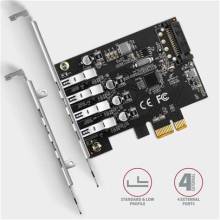 Axagon PCEU-43RS 4db USB 3.2 gen1 portos PCI-Express k&aacute;rtya PCEU-43RS