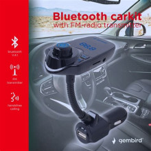 Autós töltő 2xUSB aljzattal 3100mA Gembird BTT-05 FM Transmitter + Bluetooth BTT-05