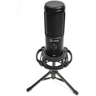 LORGAR LORGAR Voicer 721, Gaming Microphone, Black, USB condenser microphone with tripod stand and pop filter, including 1 microphone, 1 metal tripod, 1 plastic shock mount, 1 windscreen cap, 2m USB Type C cable, 1 pop filter, 1 tripod mount rin