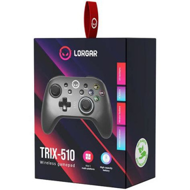 LORGAR LORGAR TRIX-510, Gaming controller, Black, BT5.0 Controller with built-in 600mah battery, 1M Type-C charging cable ,6 axis motion sensor support nintendo switch ,android,PC, IOS13, PS3, normal size dongle,black LRG-GP510