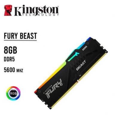 8GB 5600MHz DDR5 RAM Kingston Fury Beast RGB CL40 (KF556C40BBA-8) 8GB 5600MHz DDR5 RAM Kingston Fury Beast RGB CL40 (KF556C40BBA-8)