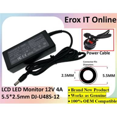 Adapter hálózati LCD/Router 12V 4A 48W 5,5x2,5mm MBA1033 MBA1033 Adapter hálózati LCD/Router 12V 4A 48W 5,5x2,5mm MBA1033 MBA1033