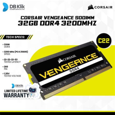 Corsair 32GB DDR4 3200MHz SODIMM Vengeance Black CMSX32GX4M1A3200C22