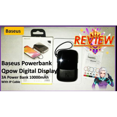BASEUS Powerbank QPow 
10,000mAh LCD gyorstöltő PD 20W kábellel a 
Lightning 8-tűs, fekete 
PPQD020001