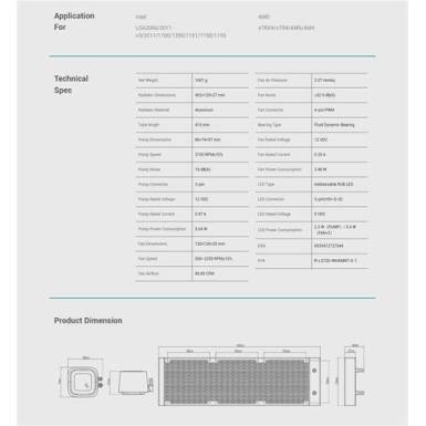 DeepCool LS720 A-RGB CPU Cooler White R-LS720-WHAMNT-G-1 DeepCool LS720 A-RGB CPU Cooler White R-LS720-WHAMNT-G-1