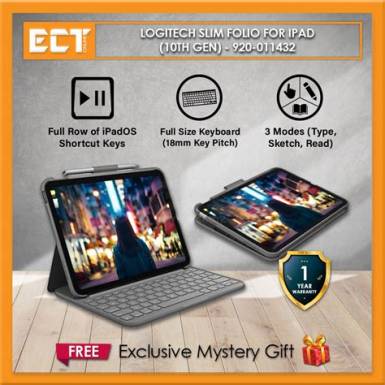 Logitech Slim Folio for iPad (10th gen) Oxford Grey US 920-011413 Logitech Slim Folio for iPad (10th gen) Oxford Grey US 920-011413