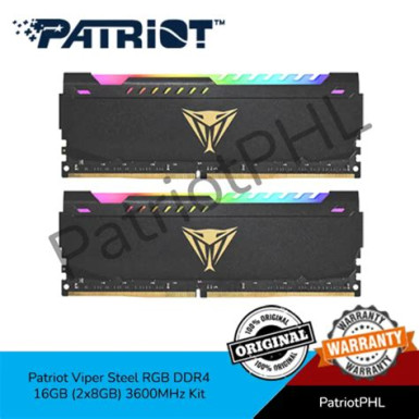 Patriot 16GB DDR4 3600MHz Kit(2x8GB) Viper Steel RGB PVSR416G360C0K