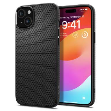 Spigen Liquid Air Apple iPhone 15 tok, Matt fekete ACS06790 Spigen 76119 Spigen Liquid Air Apple iPhone 15 tok, Matt fekete ACS06790 Spigen 76119