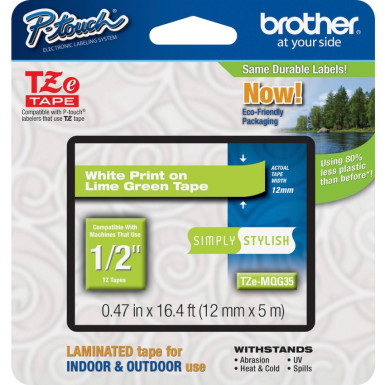 BROTHER TZe-MQG35 Laminált P-touch szalag (12mm) Lime Green